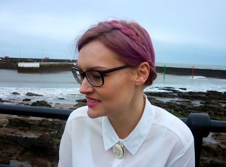 girls with glasses, granma style, vintage, milkmaid braids, blue rinse, advanced style, harbour, Scottish landscape