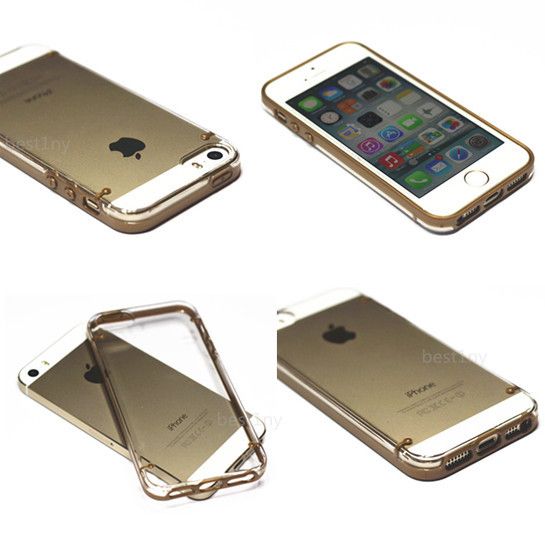 Gold Shockproof Dirt Dust Proof Hard Crystal Clear Cover Case For