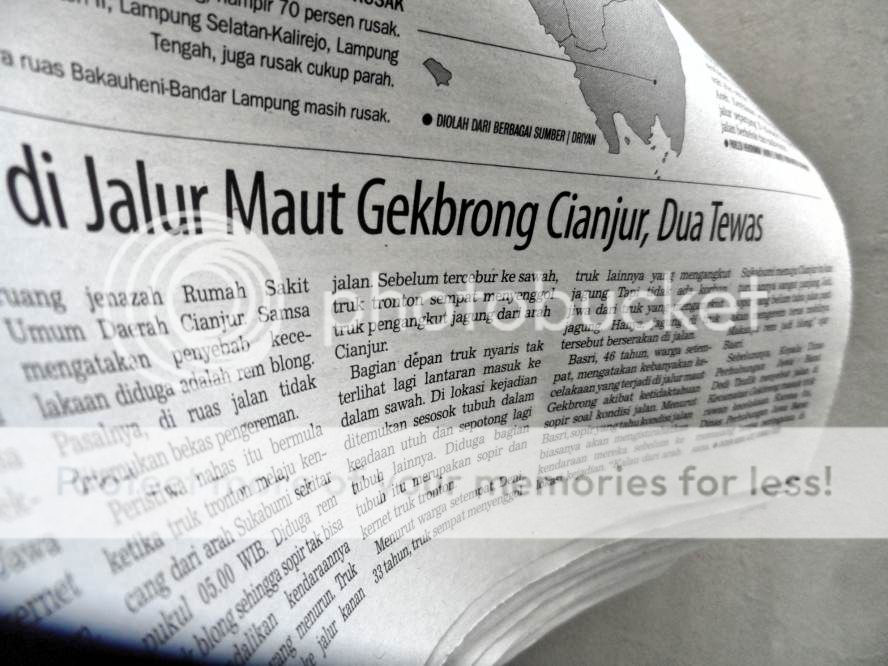 Jalur maut Gekbrong di Cianjur dalam berita Koran Tempo